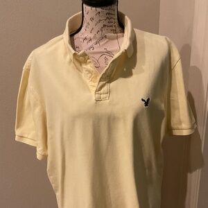 American Eagle Athletic Fit Men’s Cotton Polo Light Yellow Shirt - XL Tall